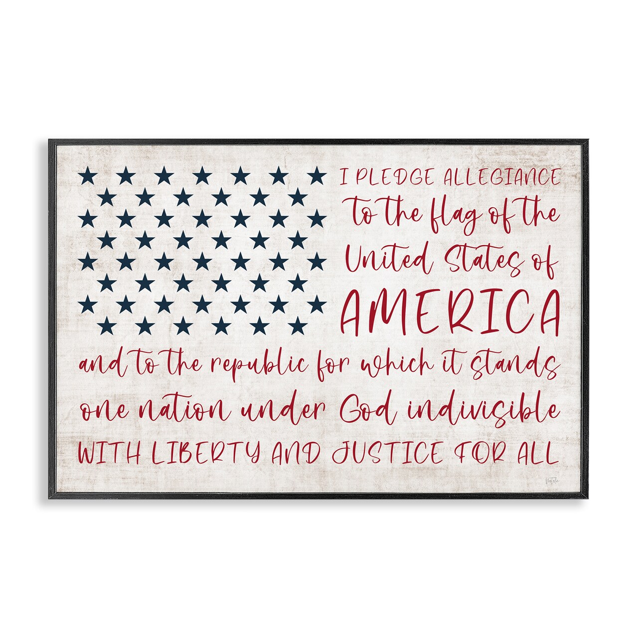 Stupell Industries Patriotic Pledge of Allegiance Framed Giclee Wall Art Design by Natalie Carpentieri